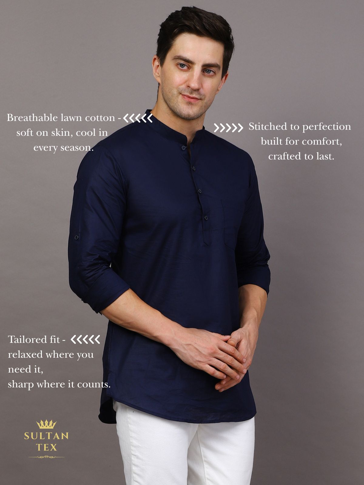 Short Kurta - Navy Blue - SU-SK-001