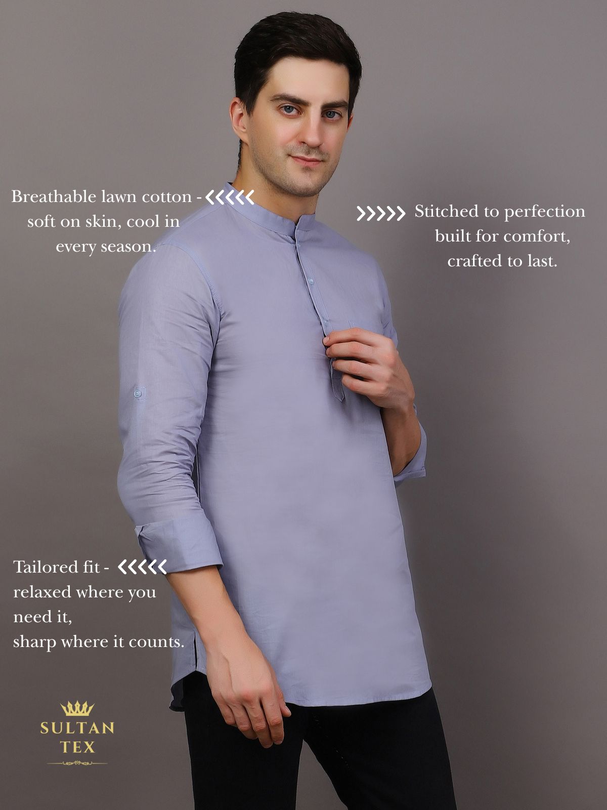 Short Kurta - Powder Blue - SU-SK-002