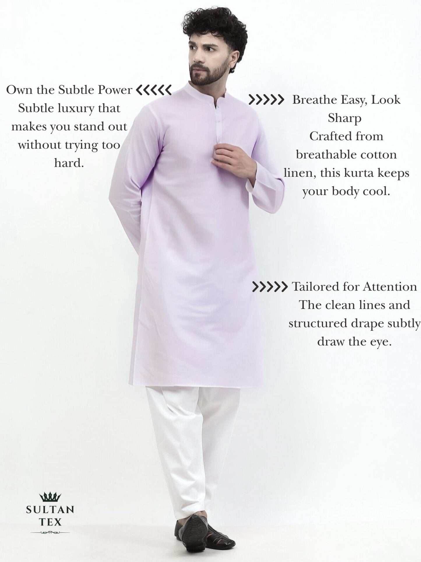 Cotton Linen Kurta - Pastel Lavender - SU-CL-003