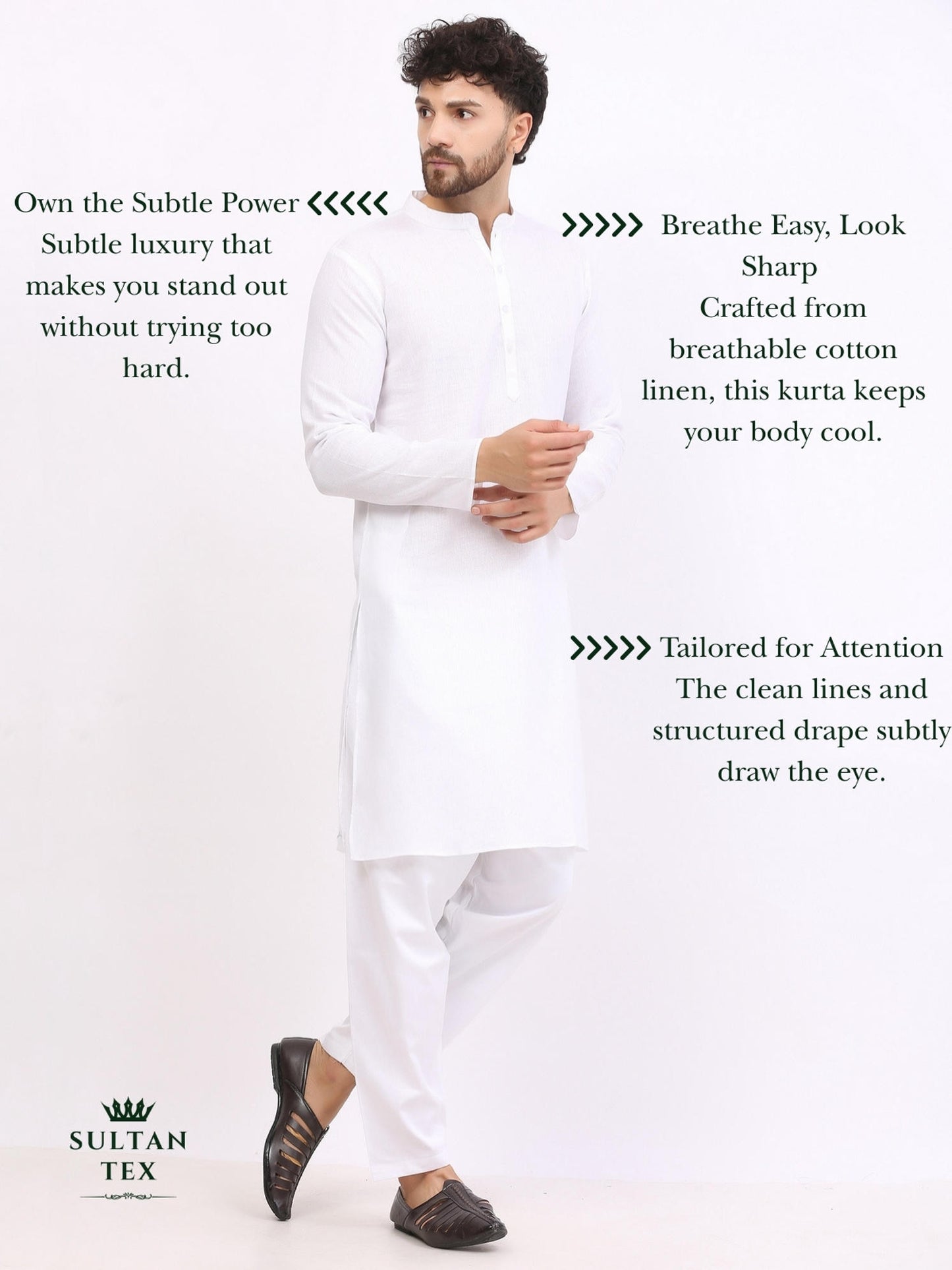 Cotton Linen Kurta - White - SU-CL-005