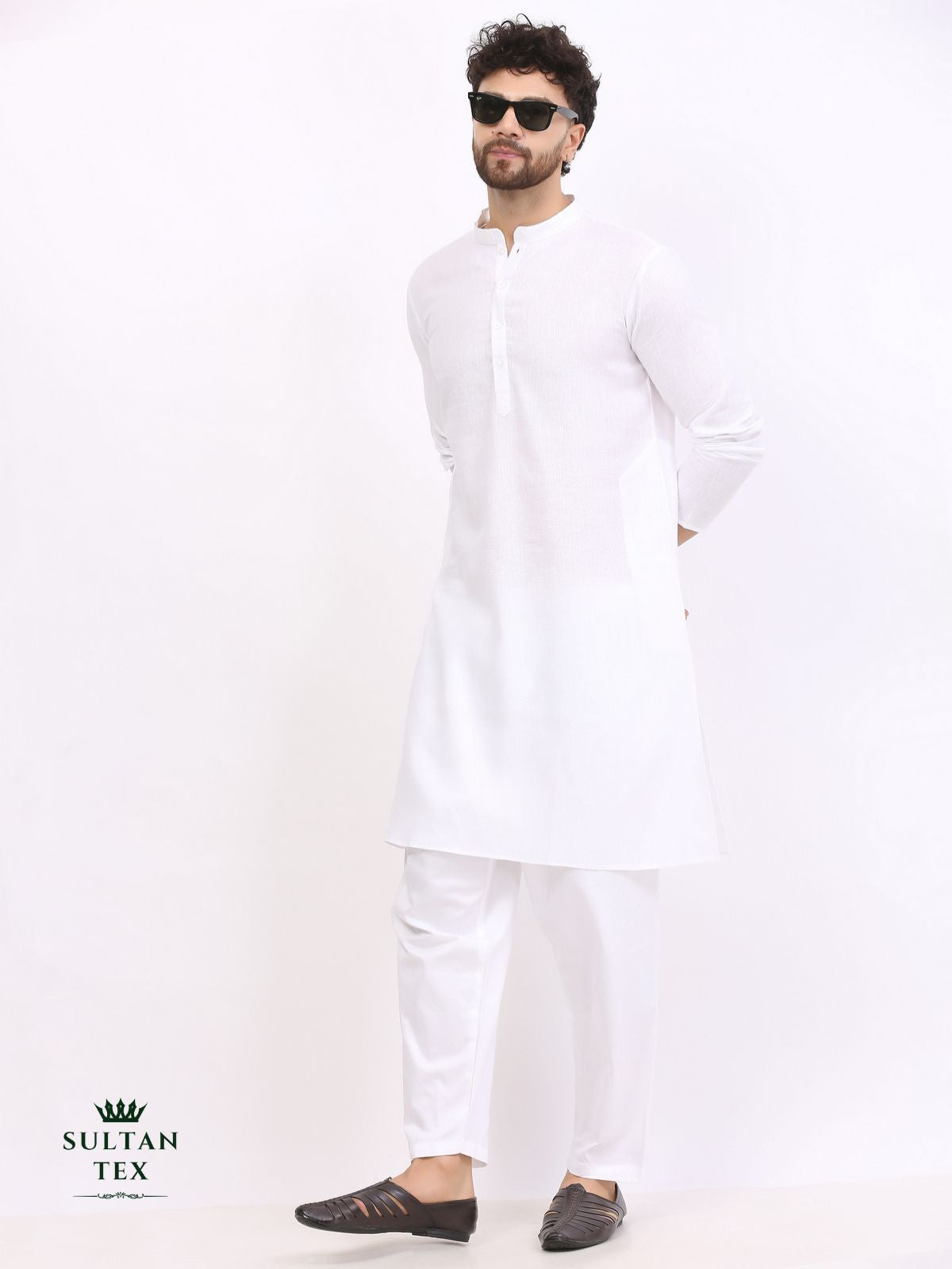 Cotton Linen Kurta - White - SU-CL-005
