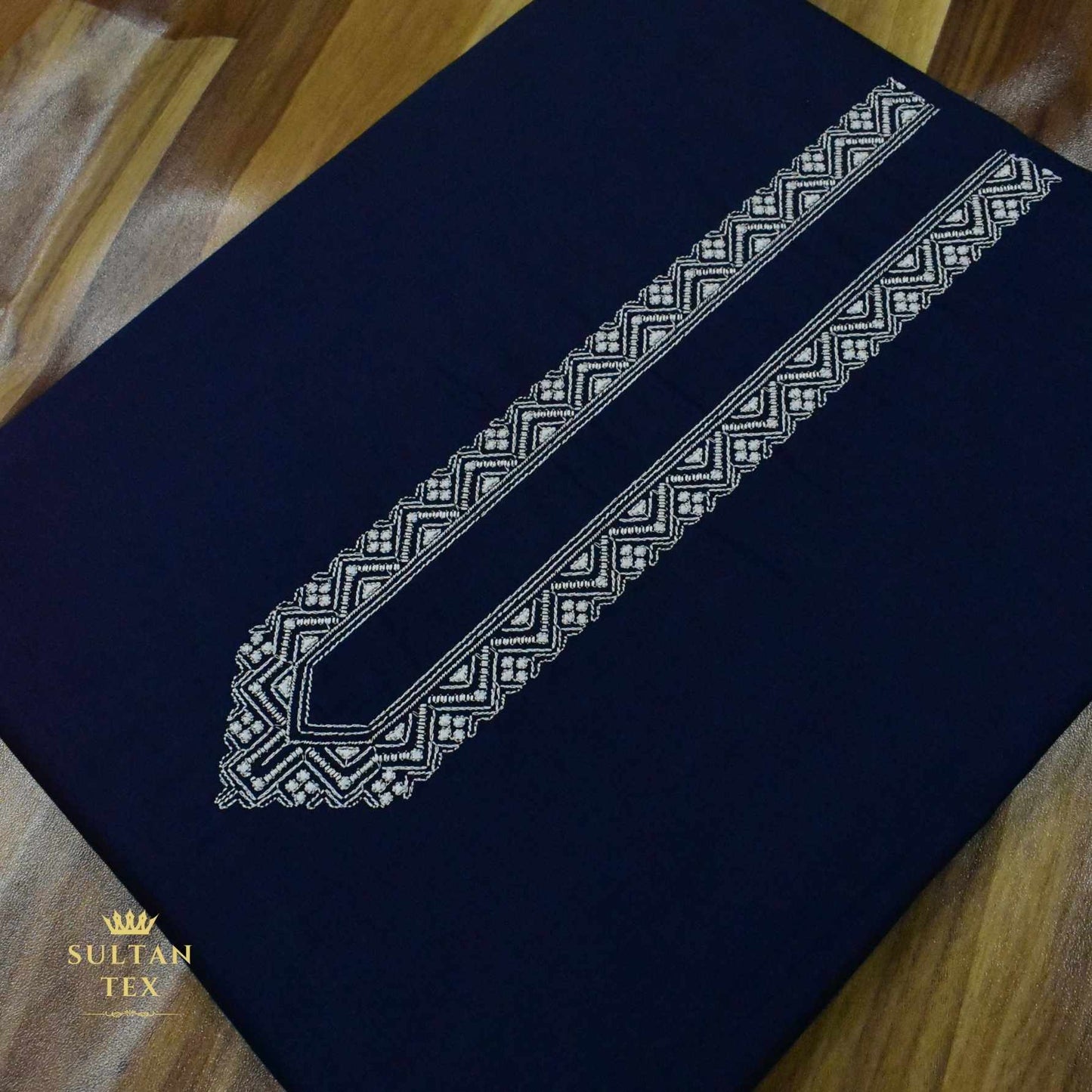 Deep Navy Blue Embroidered Kurta Pajama - SU-CC-058 - Unstitched