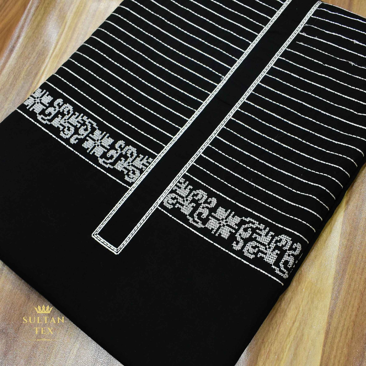 Elegant Black Embroidered Kurta Pajama - SU-CC-070 - Unstitched