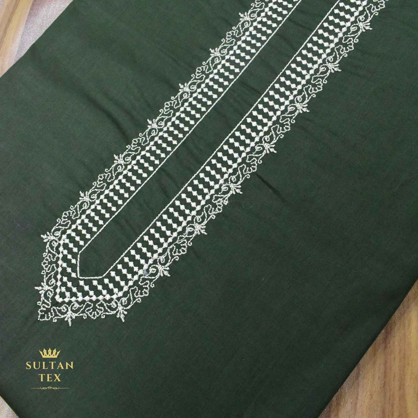 Rich Bottle Green Embroidered Kurta Pajama - SU-CC-057 - Unstitched