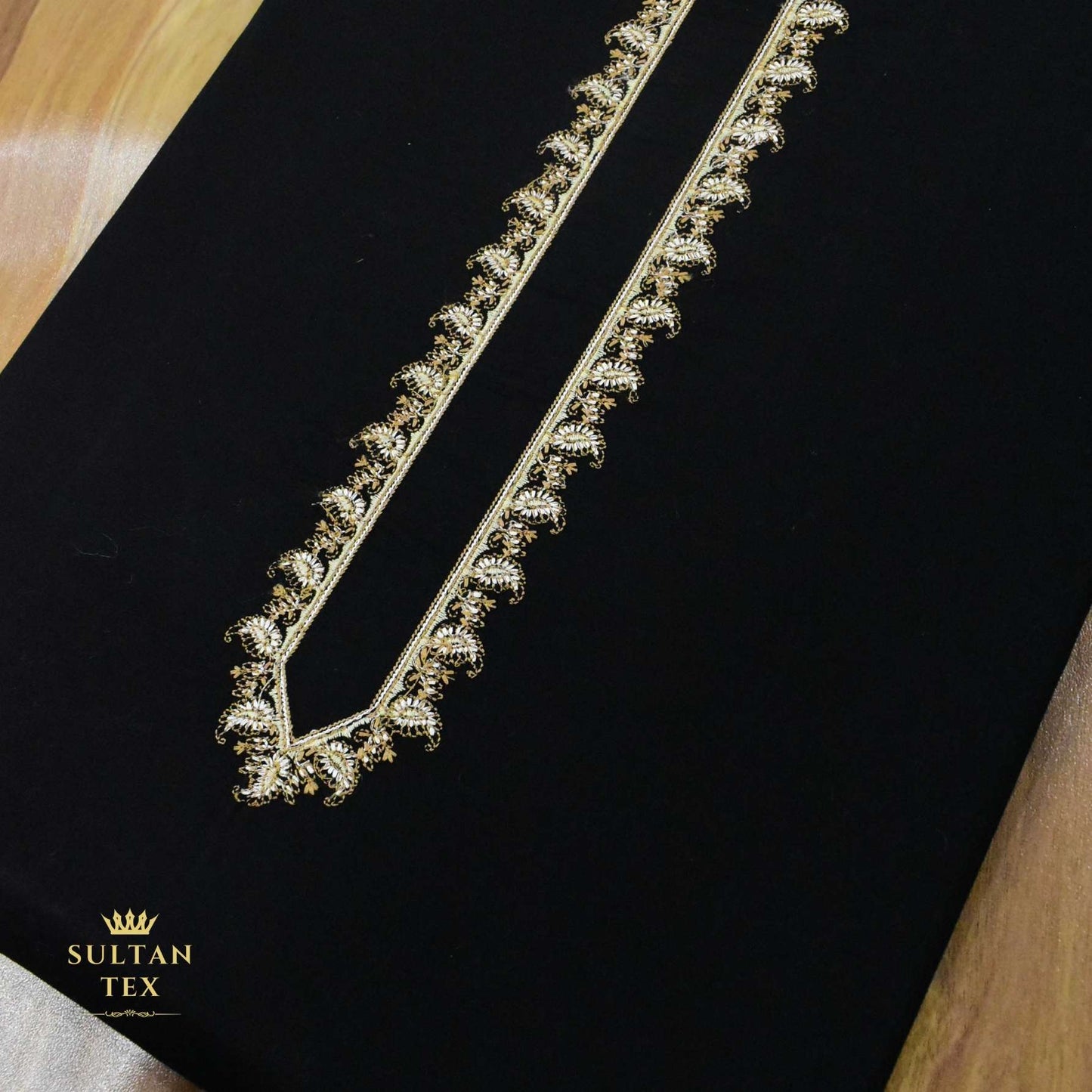 Elegant Black Kashmiri Embroidered Kurta Pajama - SU-CC-056 - Unstitched