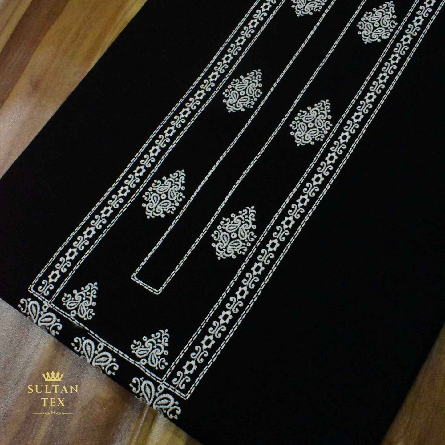 Elegant Black Embroidered Kurta Pajama - SU-CC-053 - Unstitched