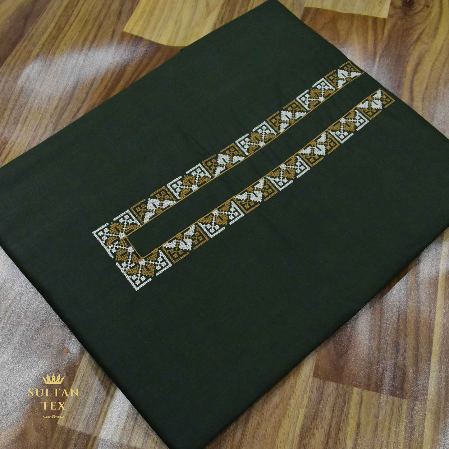 Rich Bottle Green Embroidered Kurta Pajama - SU-CC-079 - Unstitched