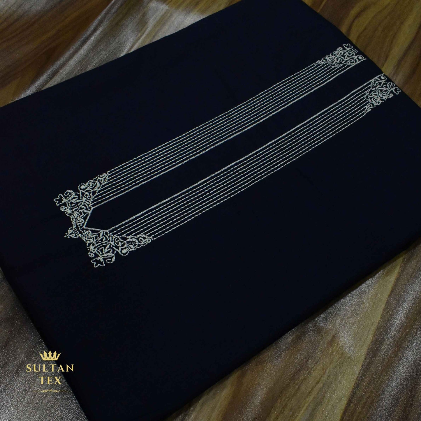Deep Navy Blue Embroidered Kurta Pajama - SU-CC-073 - Unstitched