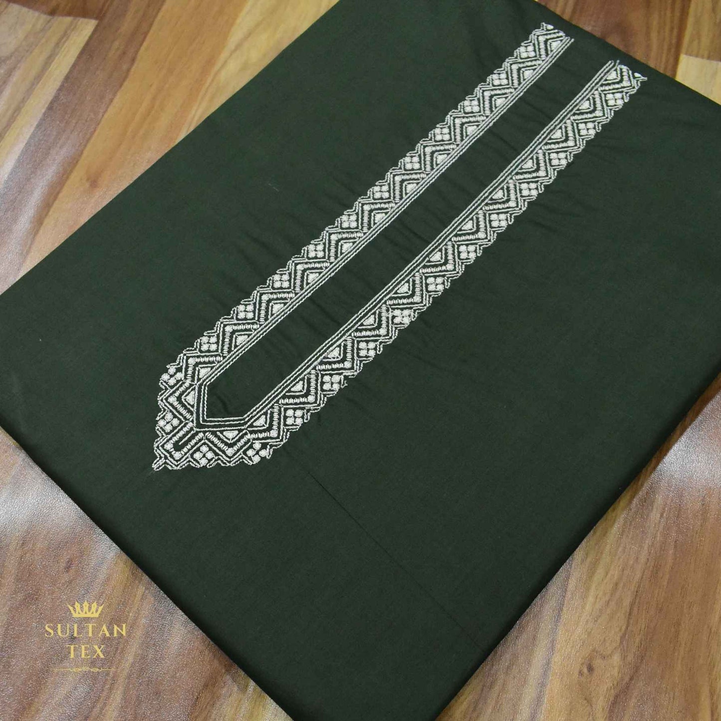 Rich Bottle Green Embroidered Kurta Pajama - SU-CC-063 - Unstitched