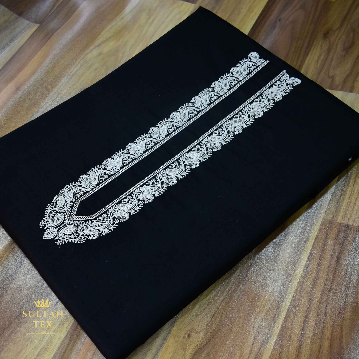 Elegant Black Embroidered Kurta Pajama - SU-CC-086 - Unstitched