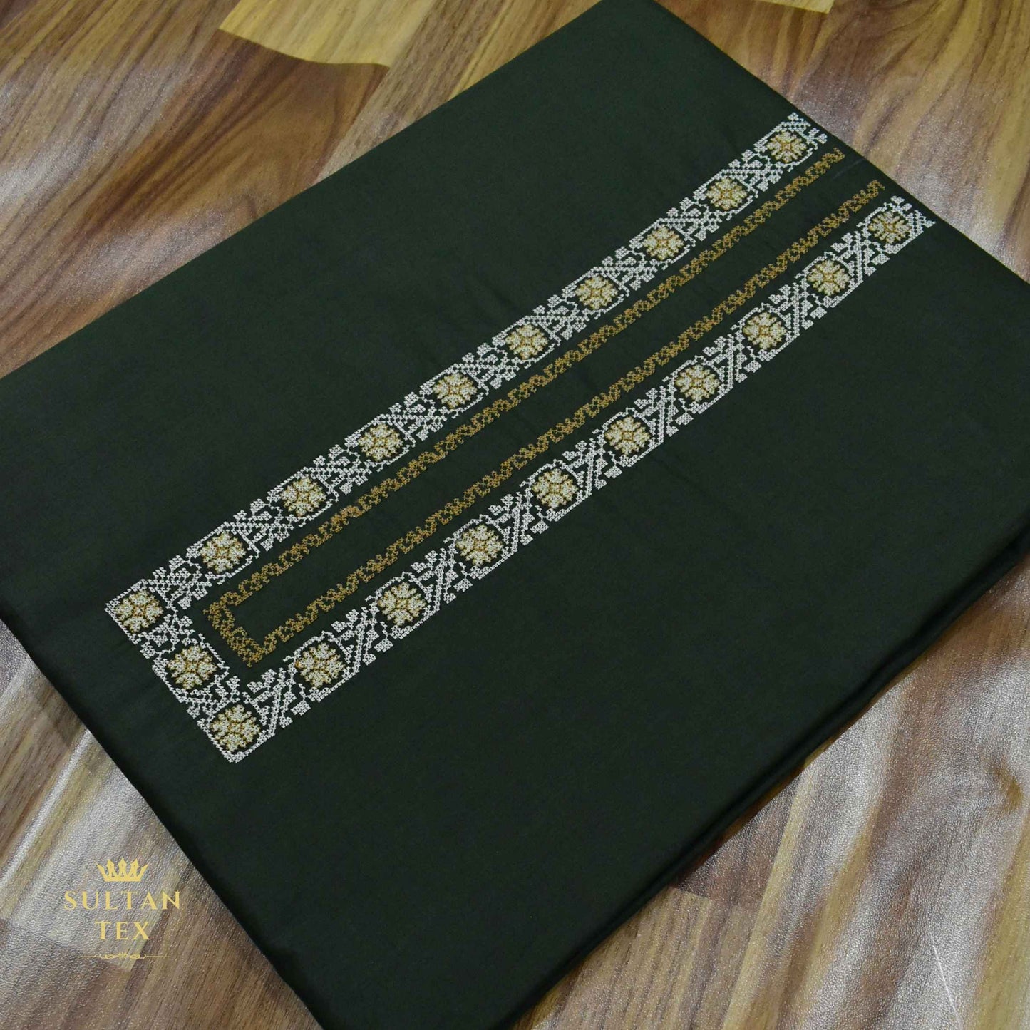 Rich Bottle Green Embroidered Kurta Pajama - SU-CC-077 - Unstitched