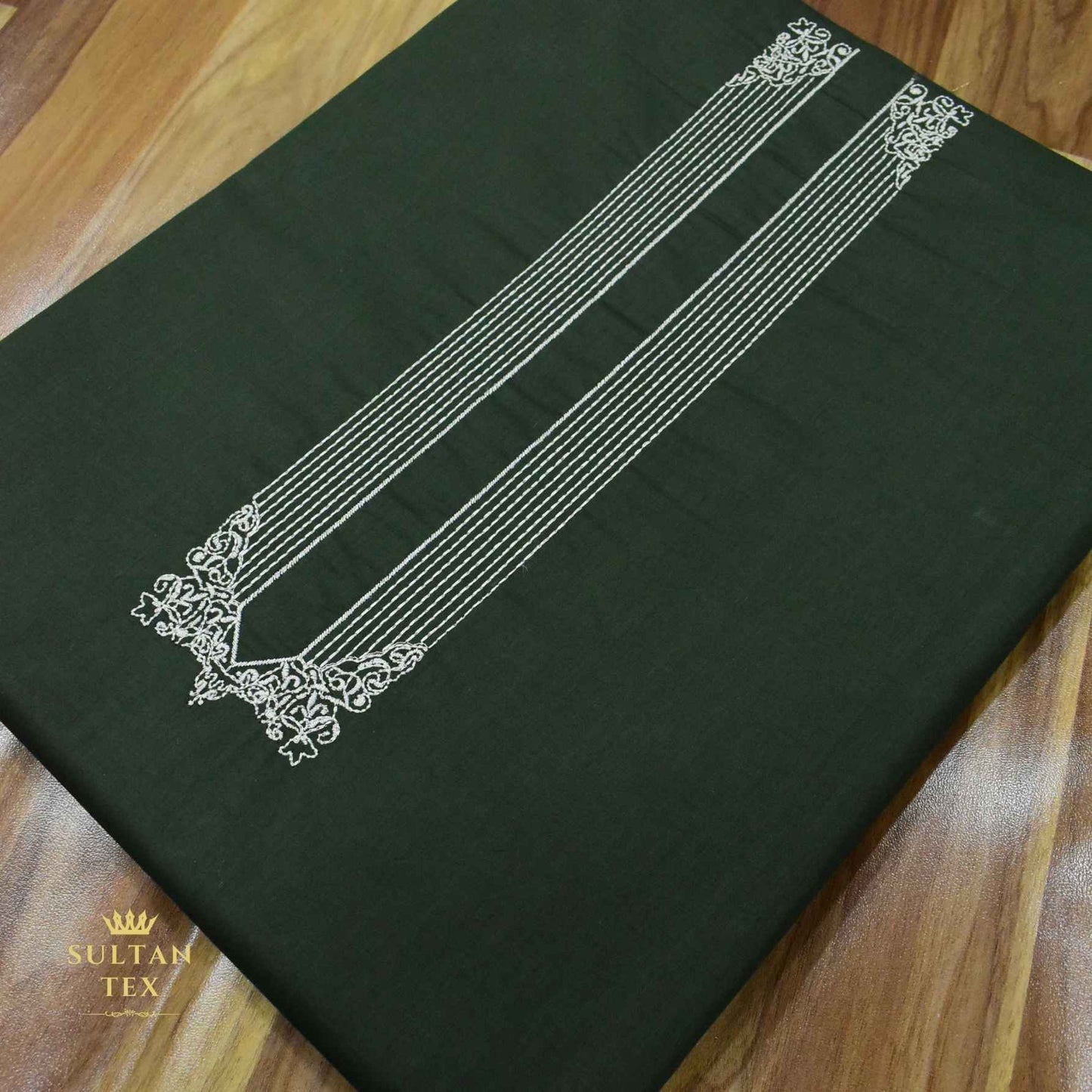 Rich Bottle Green Embroidered Kurta Pajama - SU-CC-064 - Unstitched