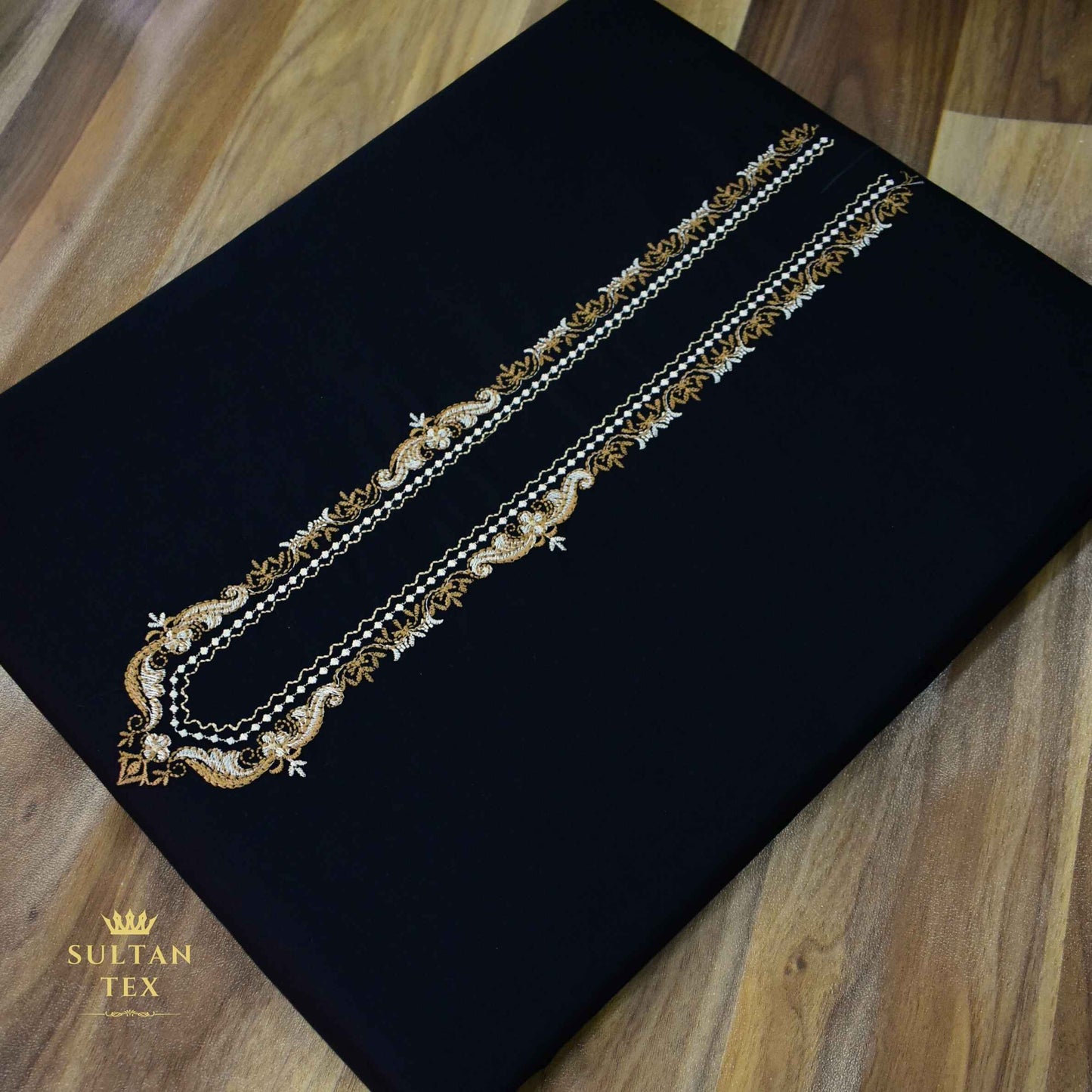 Elegant Black Kashmiri Embroidered Kurta Pajama - SU-CC-087 - Unstitched