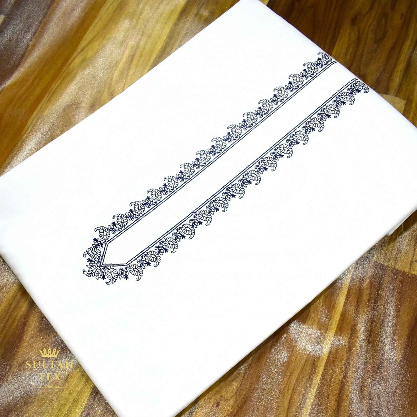 Classic White Embroidered Kurta Pajama - SU-CC-084 - Unstitched