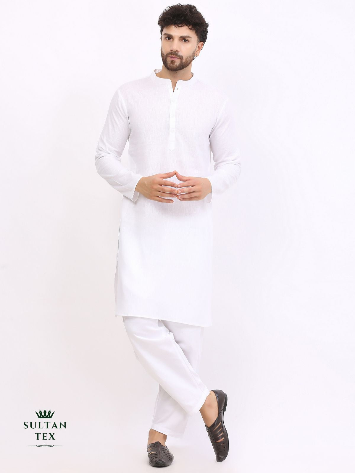 Cotton Linen Kurta - White - SU-CL-005