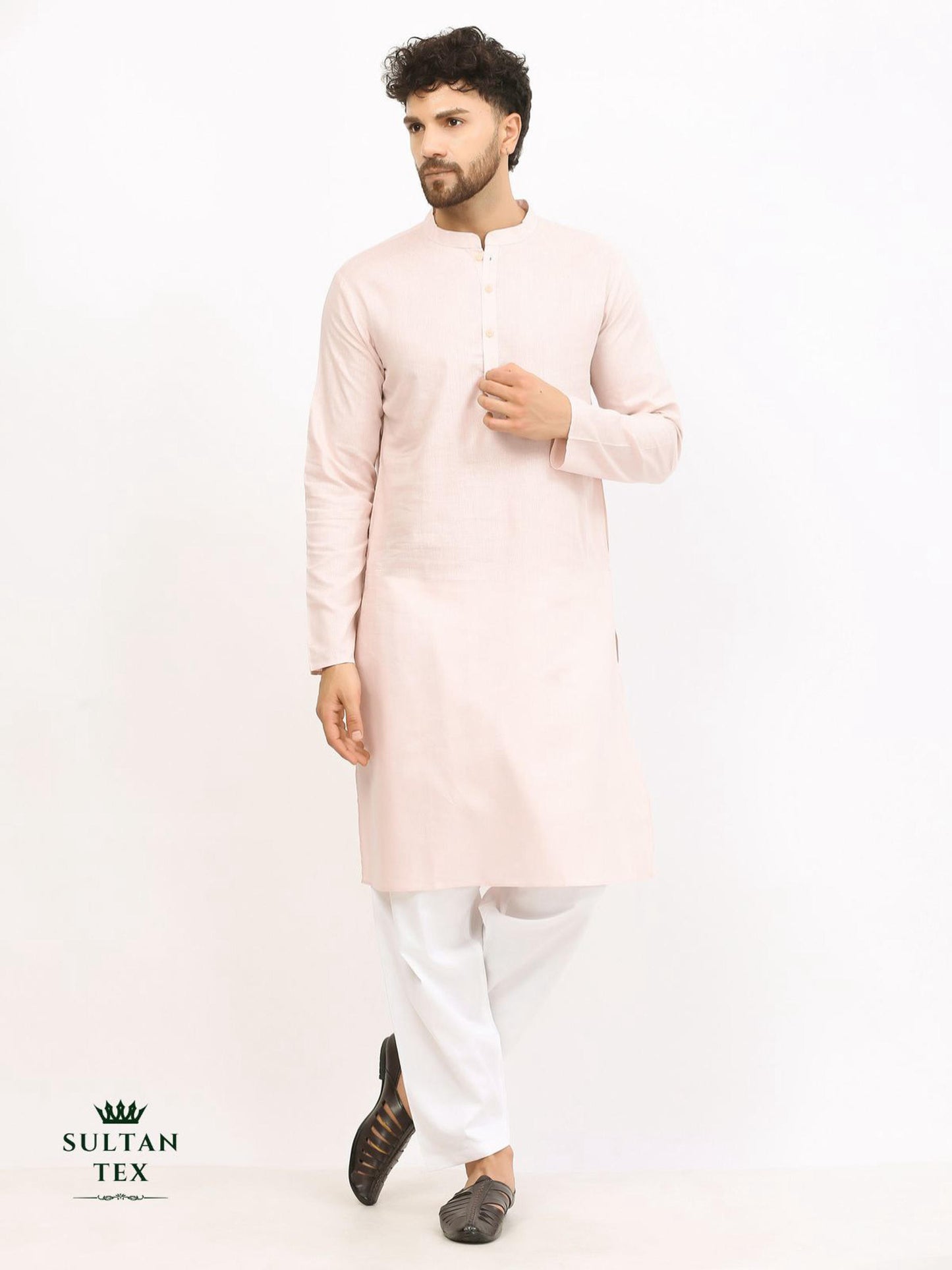 Cotton Linen Kurta - Pastel Peach - SU-CL-002