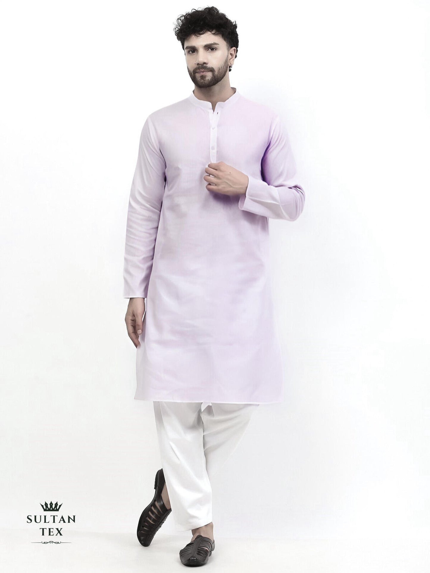 Cotton Linen Kurta - Pastel Lavender - SU-CL-003