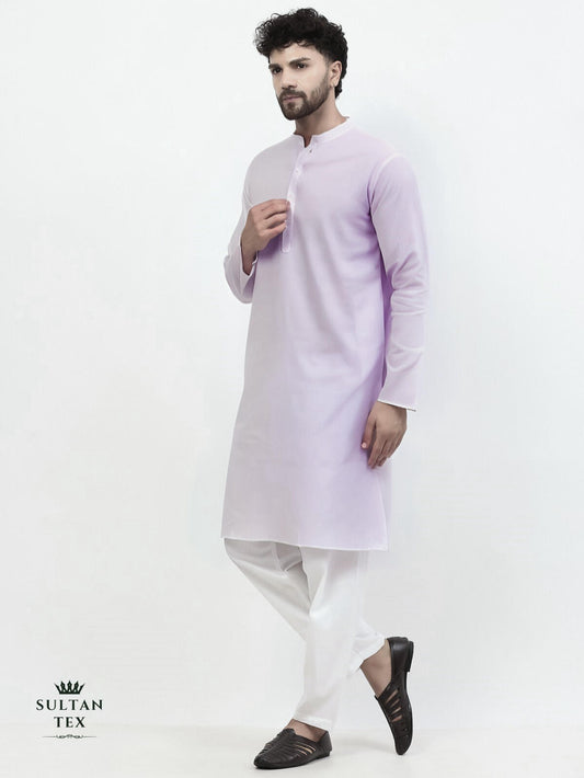 Cotton Linen Kurta - Pastel Lavender - SU-CL-003