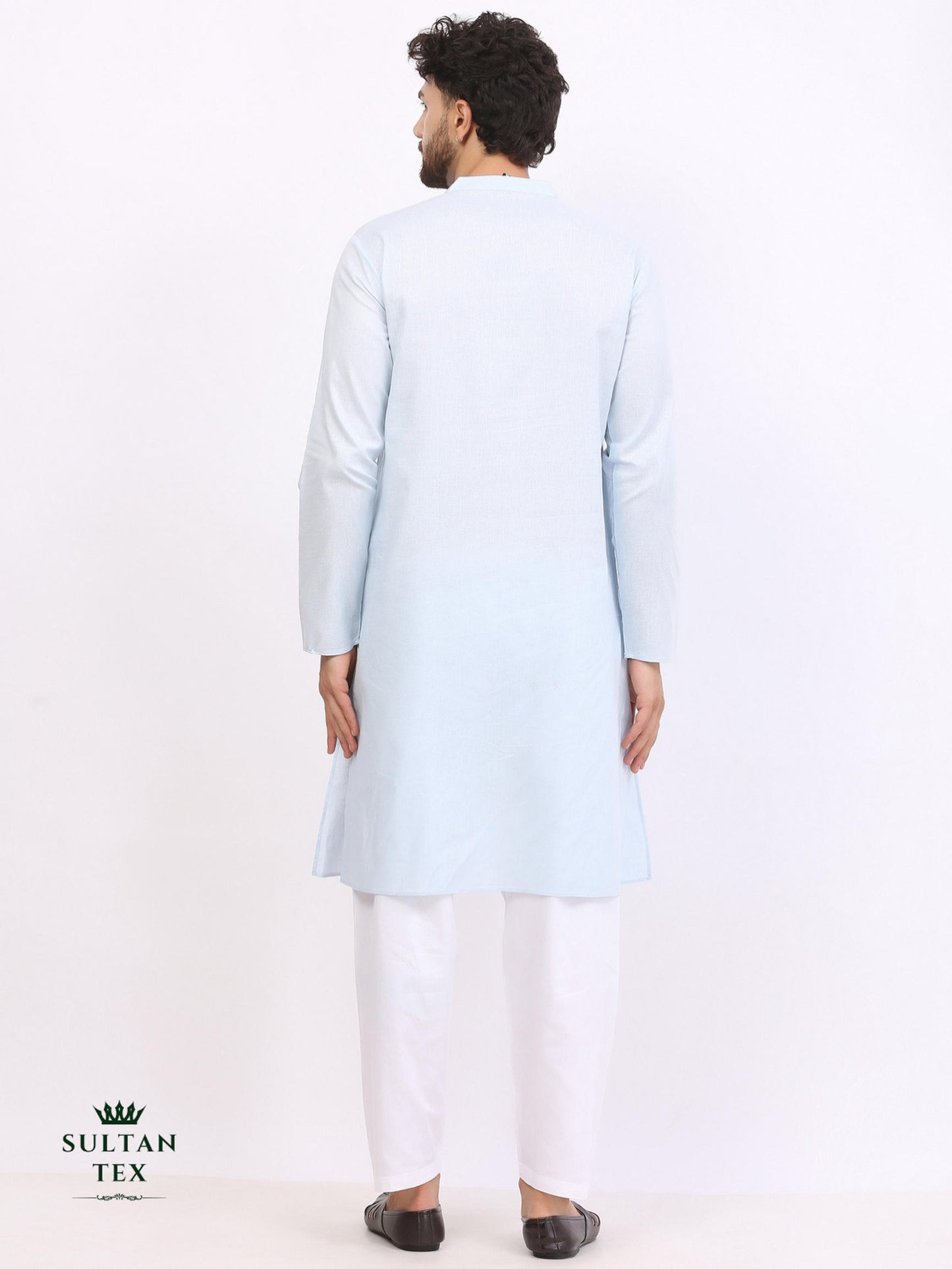 Cotton Linen Kurta - Pastel Sky Blue - SU-CL-001