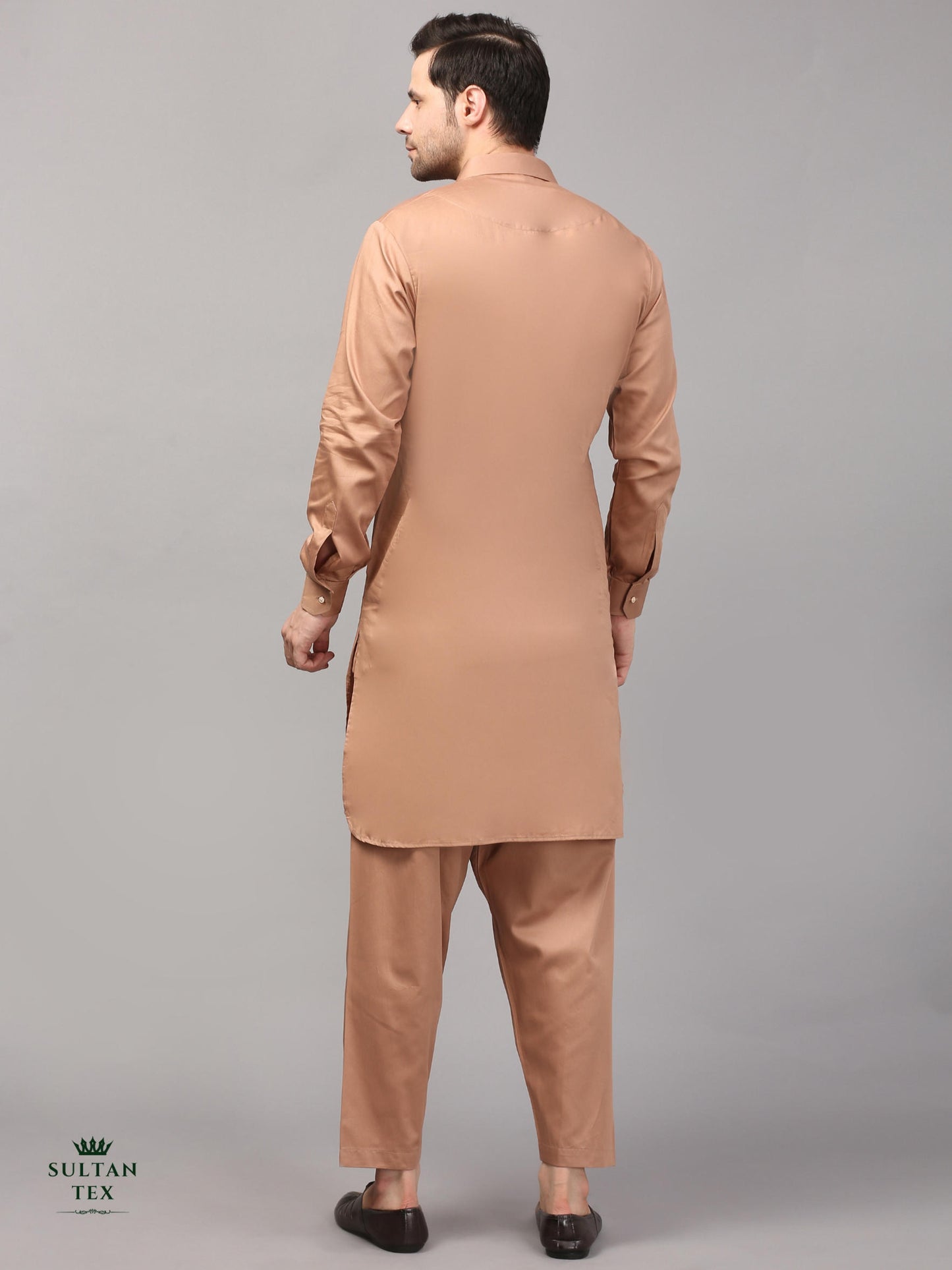 Modern Pathani Kurta Pajama Set - Caramel Brown - SU-PTH-002