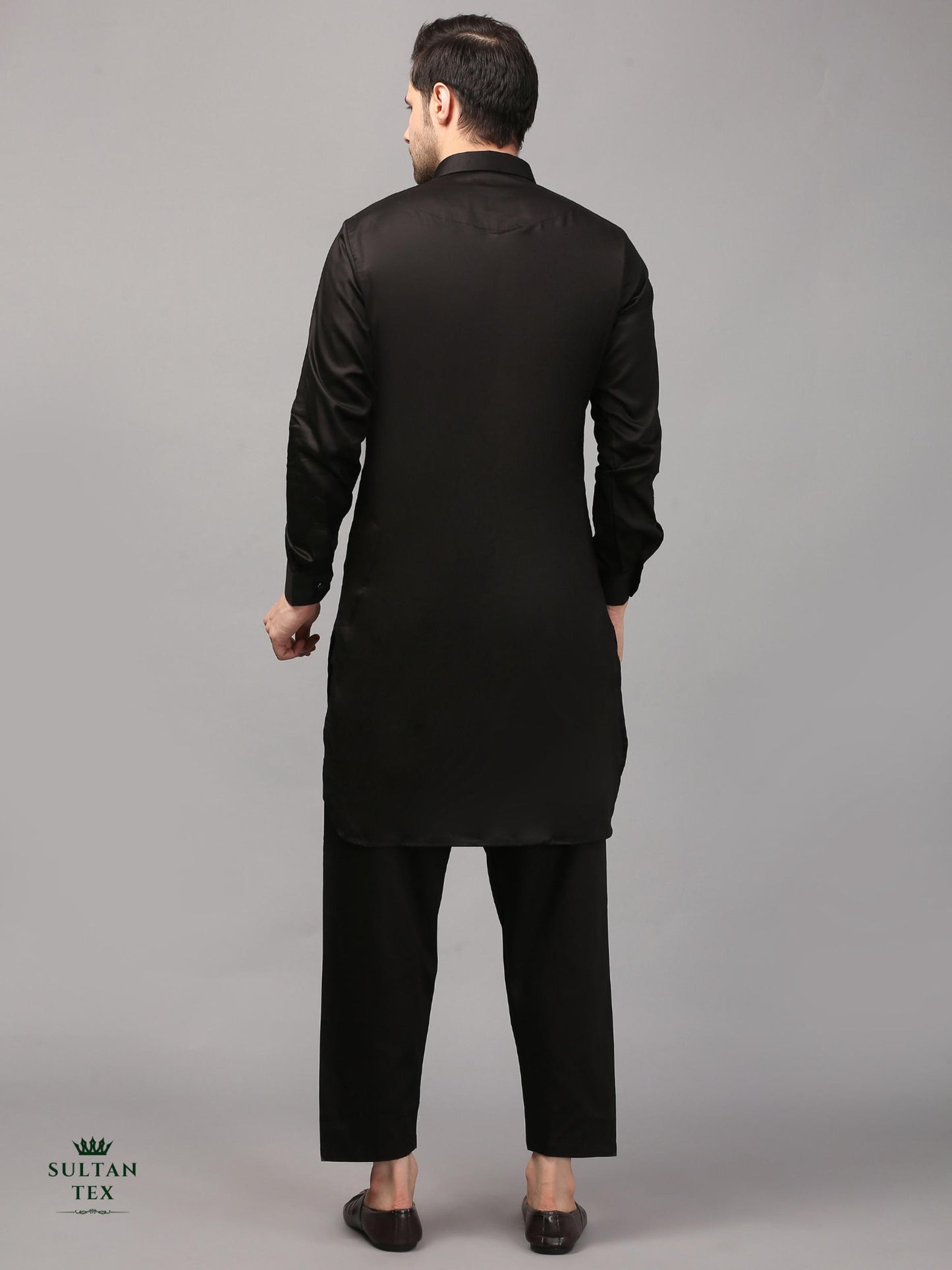 Modern Pathani Kurta Pajama Set - Classic Black - SU-PTH-003