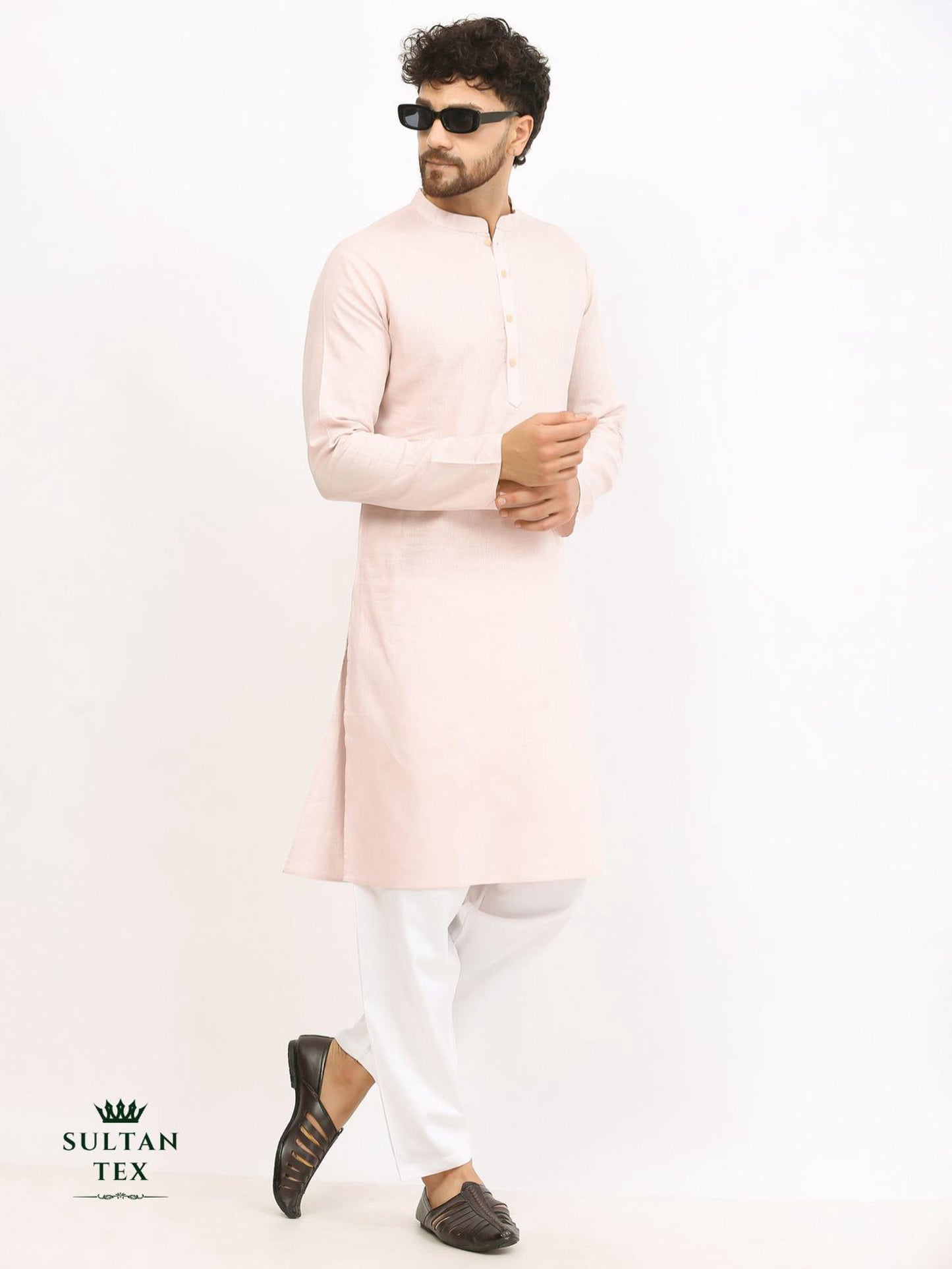 Cotton Linen Kurta - Pastel Peach - SU-CL-002