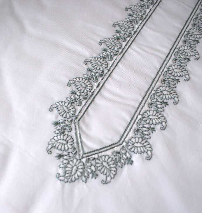 Classic White Embroidered Kurta Pajama - SU-CC-021 - Unstitched