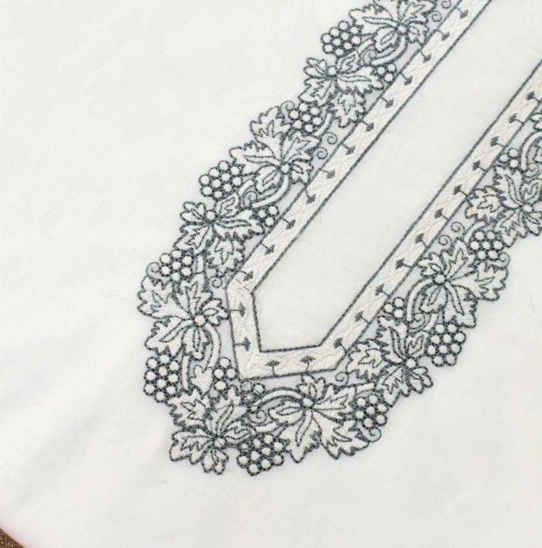 Classic White Embroidered Kurta Pajama - SU-CC-024 - Unstitched