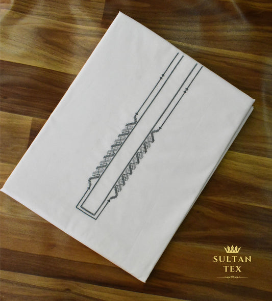 Classic White Embroidered Kurta Pajama - SU-CC-028 - Unstitched