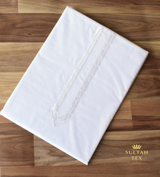 Classic White Embroidered Kurta Pajama - SU-CC-030 - Unstitched