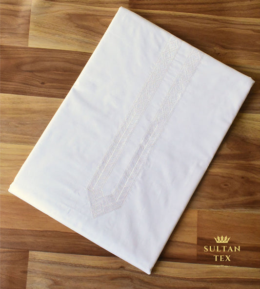 Classic White Embroidered Kurta Pajama - SU-CC-031 - Unstitched