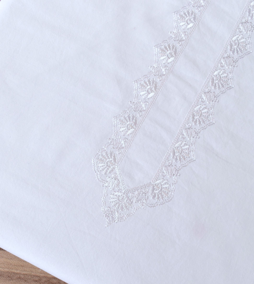 Classic White Embroidered Kurta Pajama - SU-CC-033 - Unstitched