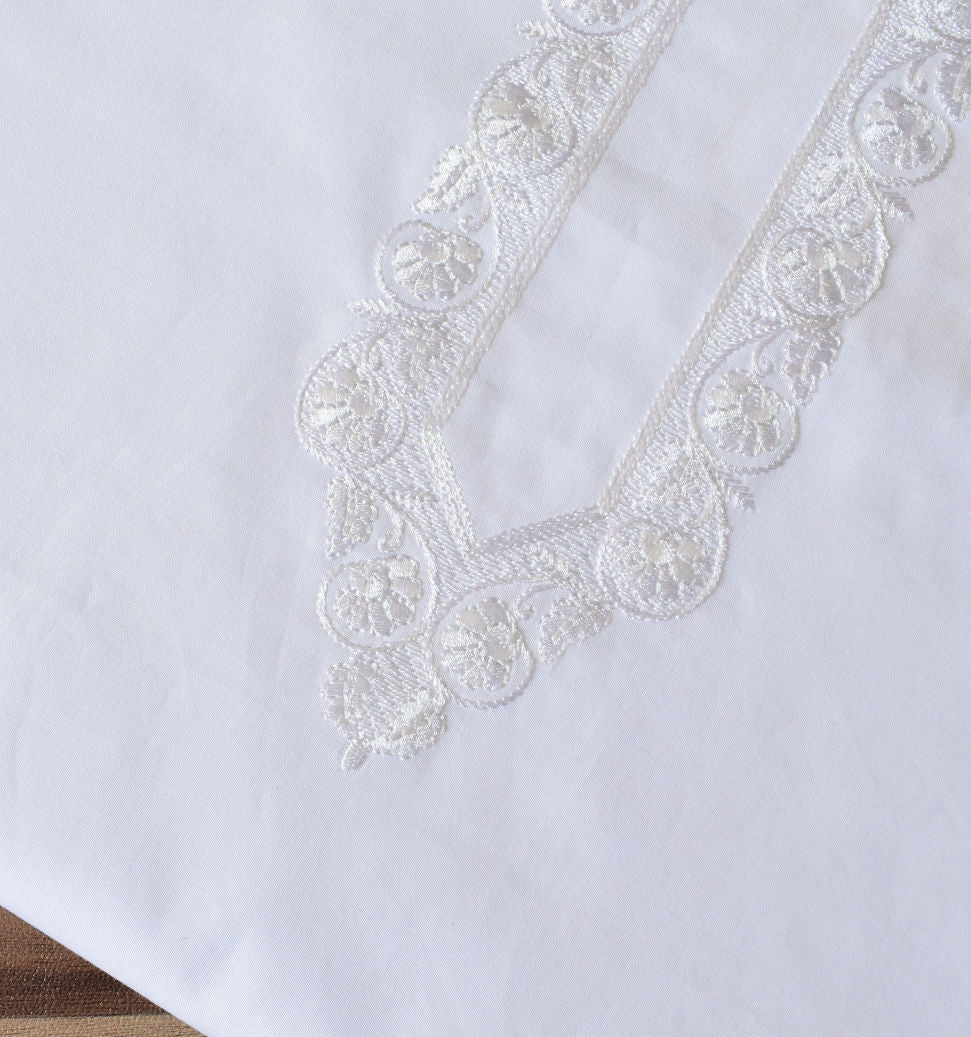 Classic White Embroidered Kurta Pajama - SU-CC-034 - Unstitched