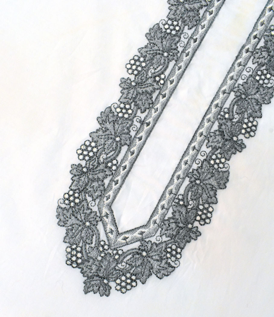 Classic White Kashmiri Embroidered Kurta Pajama - SU-CC-038 - Unstitched