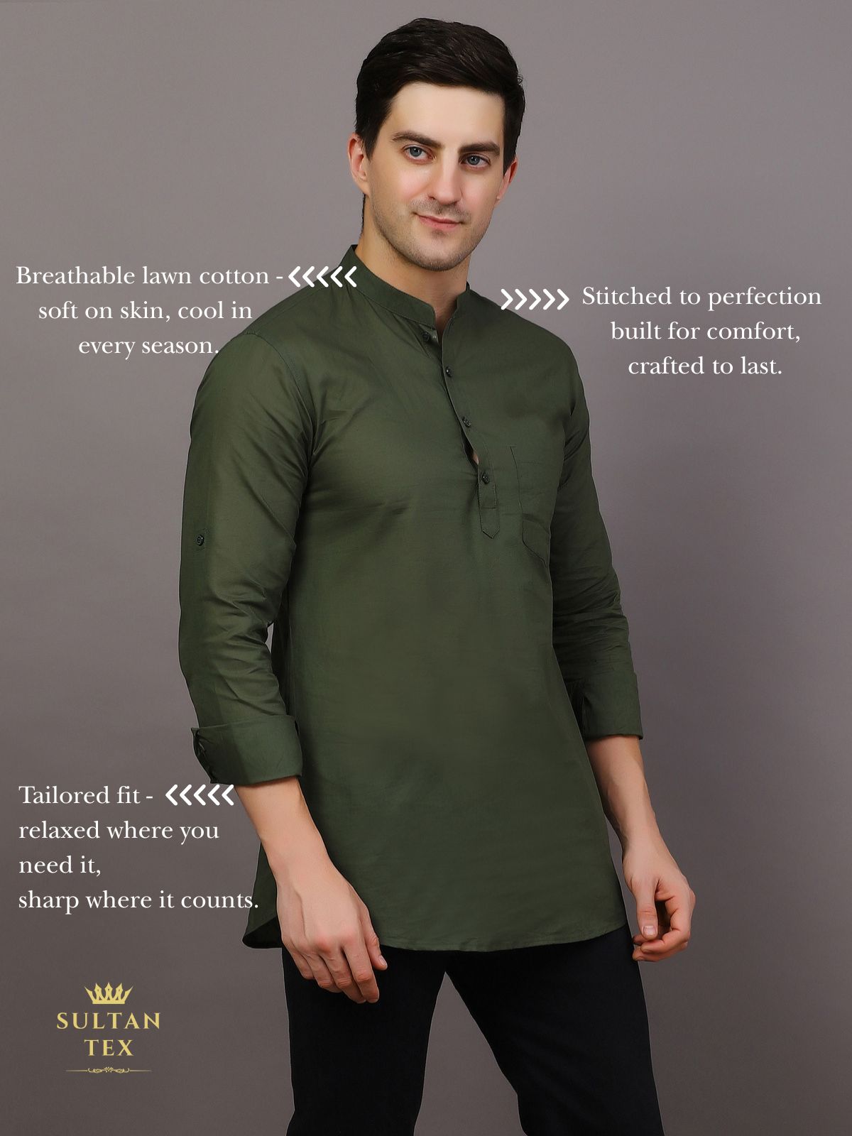 Short Kurta - Bottle Green - SU-SK-004