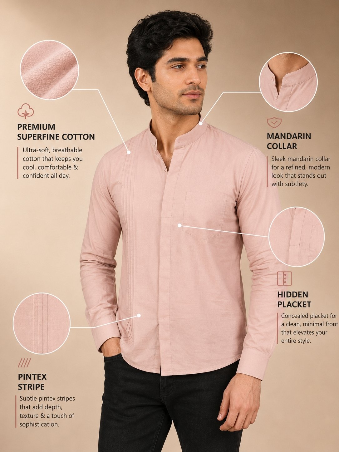 The Modern Shirt - Dusty Pink - SU-MS-004