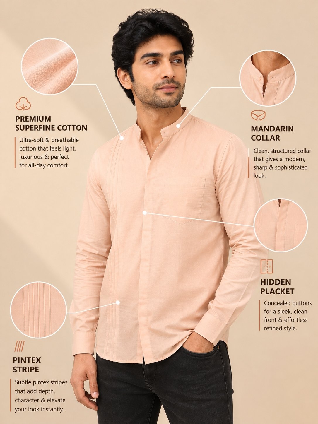The Modern Shirt - Dusty Peach - SU-MS-003