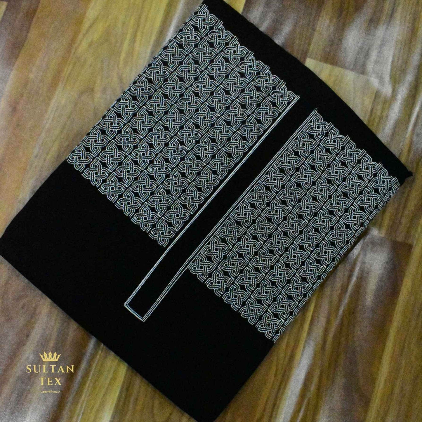 Elegant Black Embroidered Kurta Pajama - SU-CC-051 - Unstitched