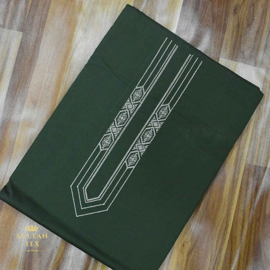 Rich Bottle Green Embroidered Kurta Pajama - SU-CC-065 - Unstitched