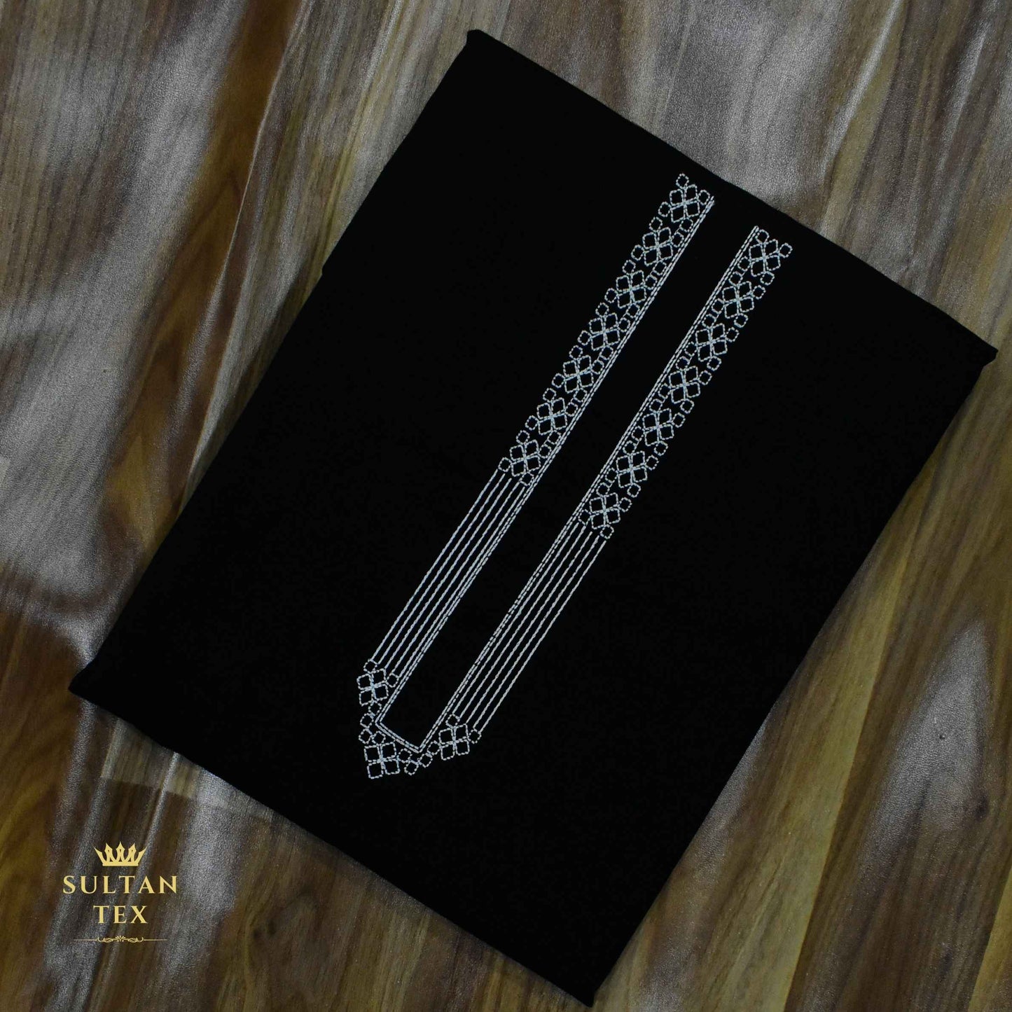 Elegant Black Embroidered Kurta Pajama - SU-CC-072 - Unstitched