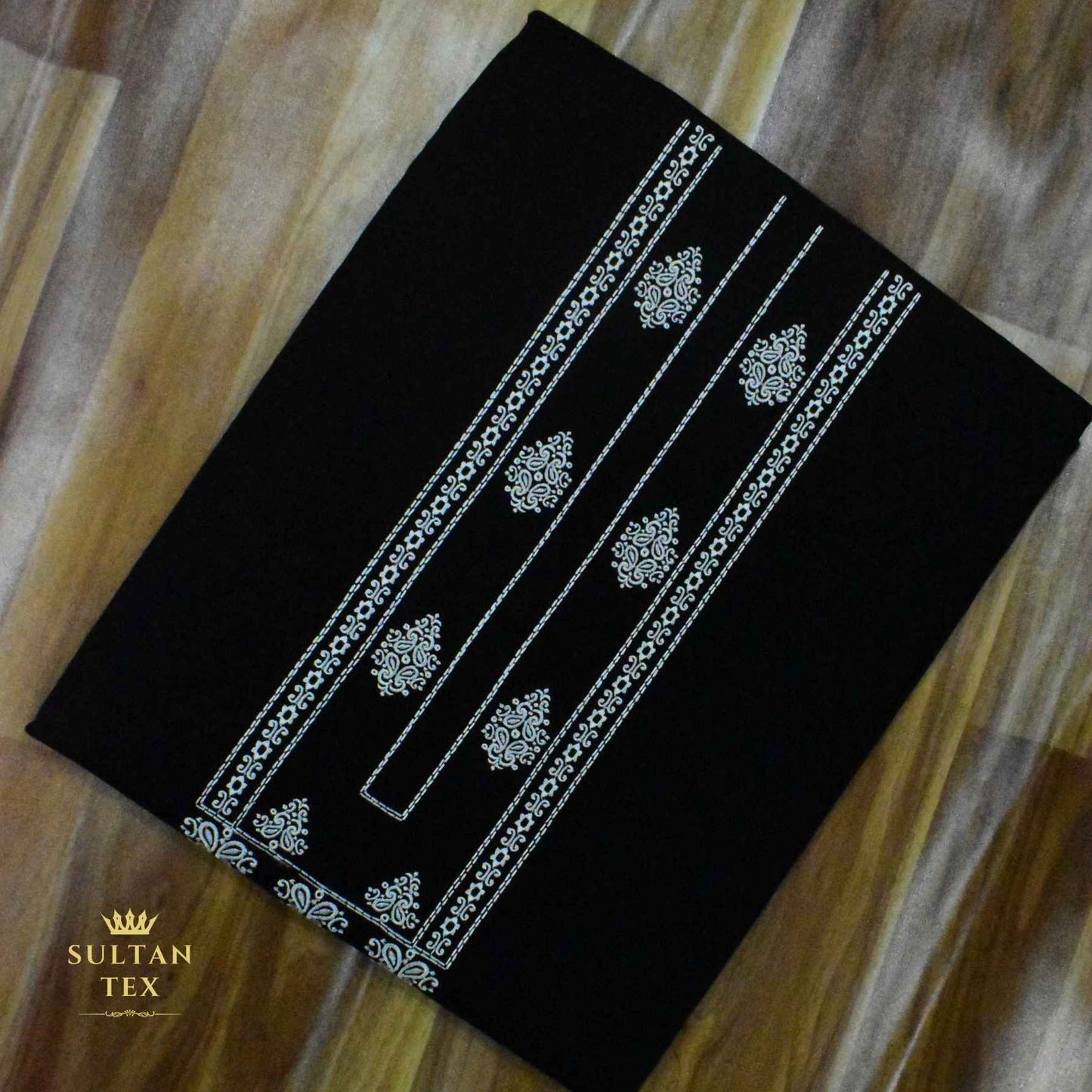 Elegant Black Embroidered Kurta Pajama - SU-CC-053 - Unstitched