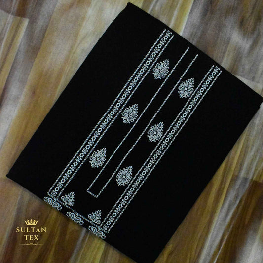 Elegant Black Embroidered Kurta Pajama - SU-CC-053 - Unstitched