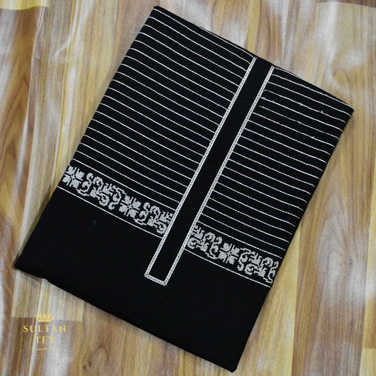 Elegant Black Embroidered Kurta Pajama - SU-CC-070 - Unstitched