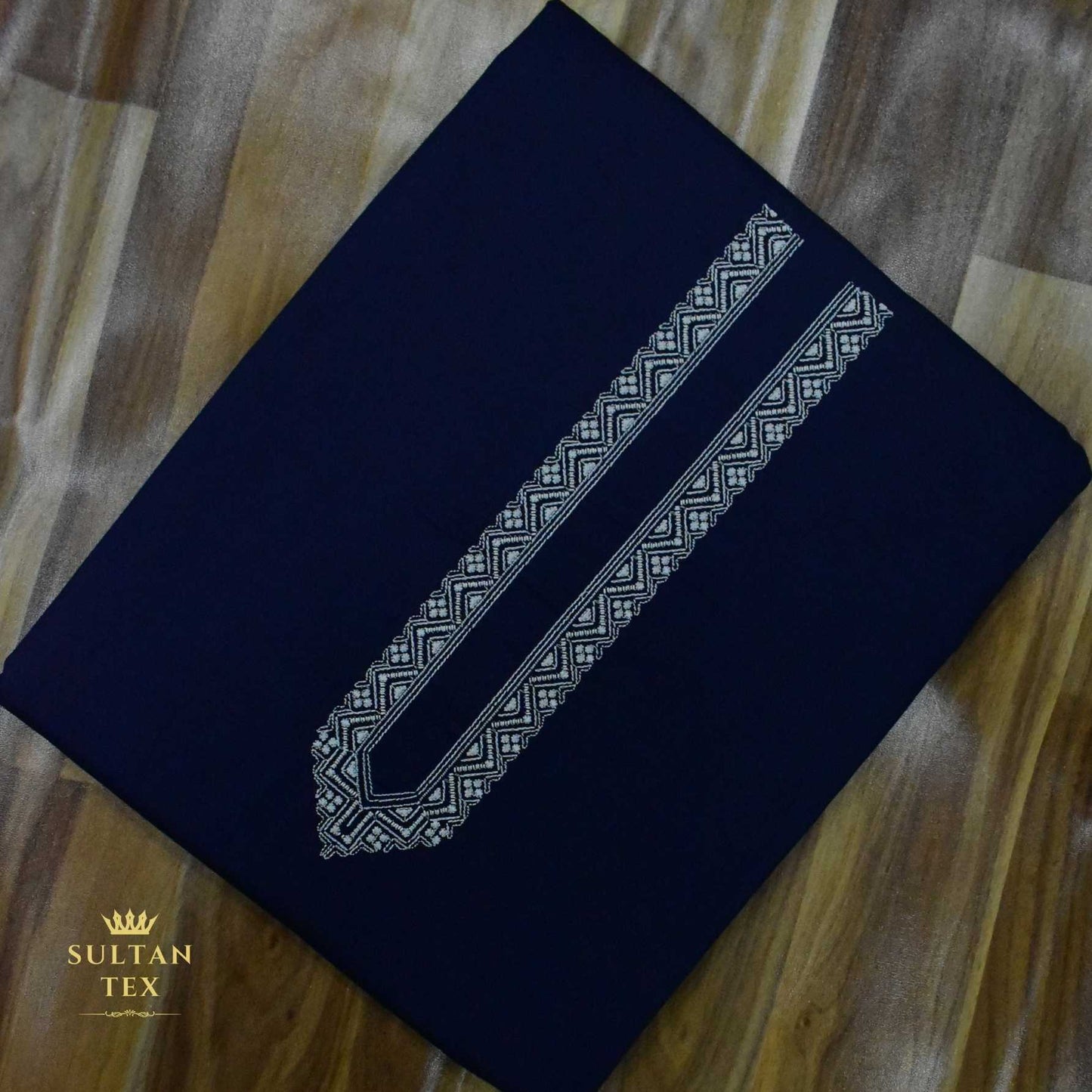 Deep Navy Blue Embroidered Kurta Pajama - SU-CC-058 - Unstitched