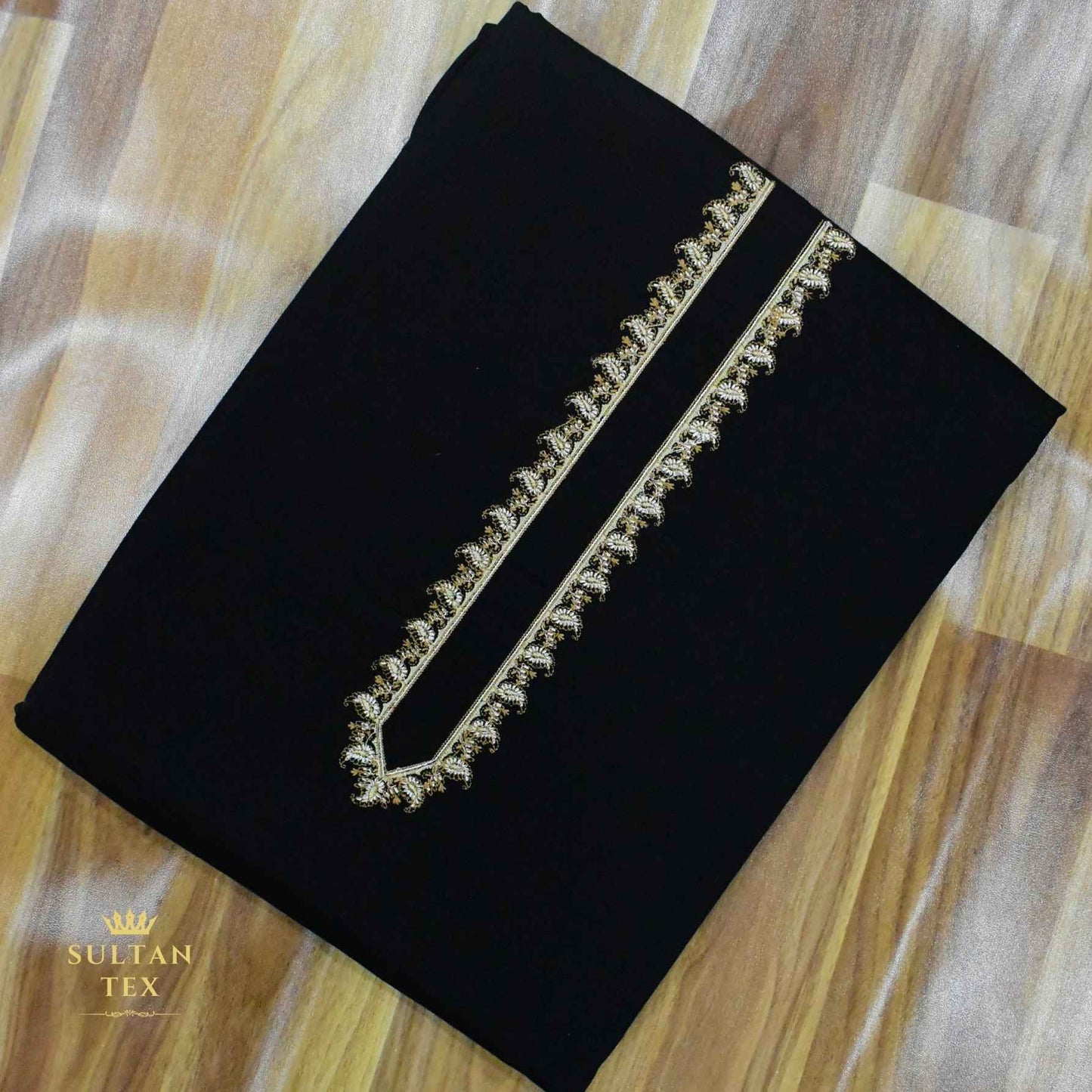 Elegant Black Kashmiri Embroidered Kurta Pajama - SU-CC-056 - Unstitched