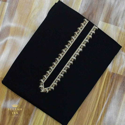 Elegant Black Kashmiri Embroidered Kurta Pajama - SU-CC-056 - Unstitched