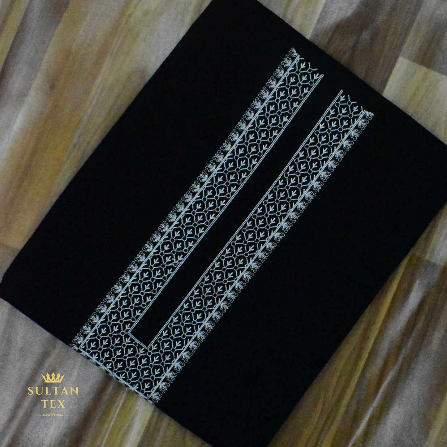 Elegant Black Embroidered Kurta Pajama - SU-CC-052 - Unstitched