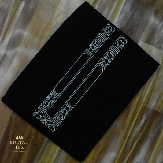 Elegant Black Embroidered Kurta Pajama - SU-CC-054 - Unstitched