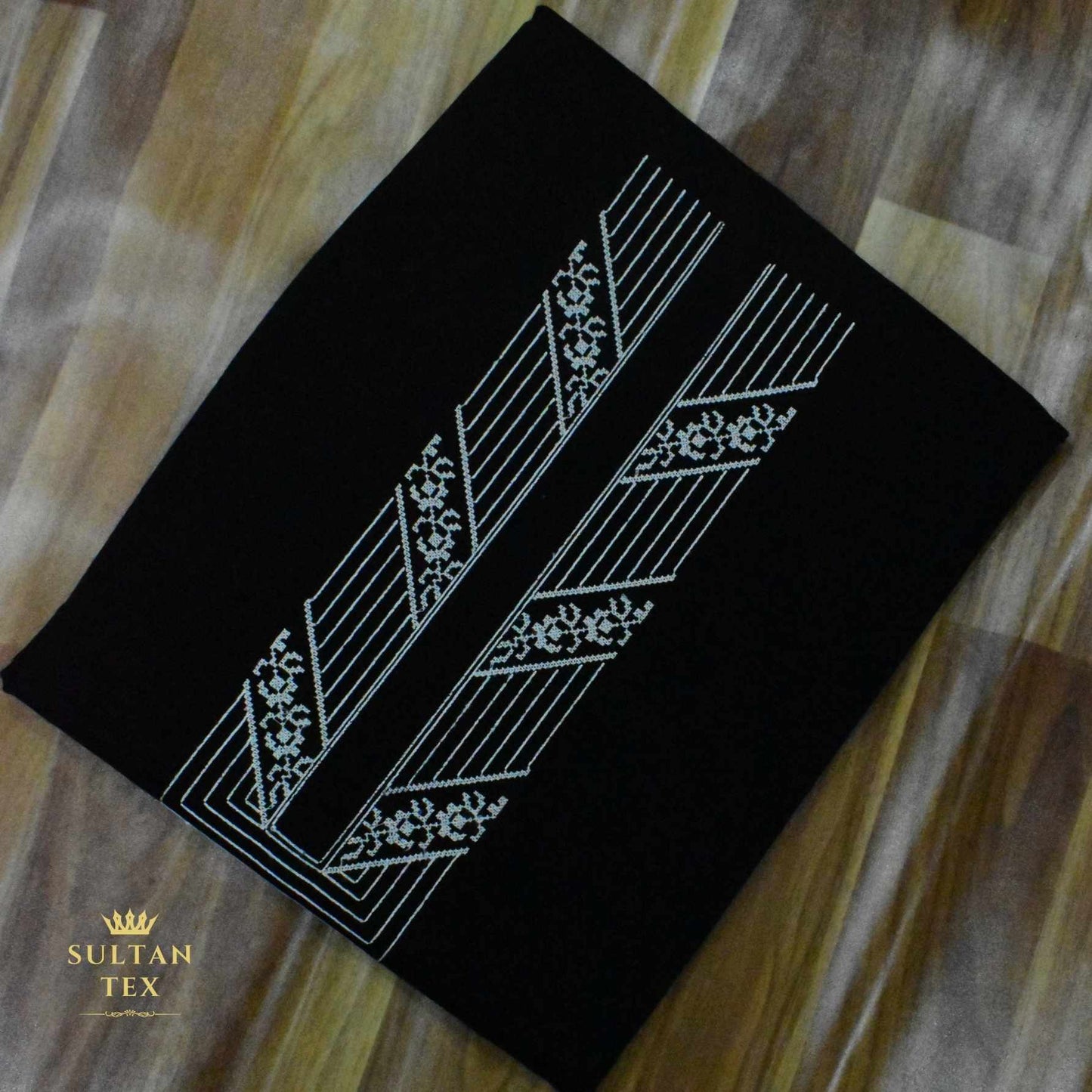 Elegant Black Embroidered Kurta Pajama - SU-CC-055 - Unstitched