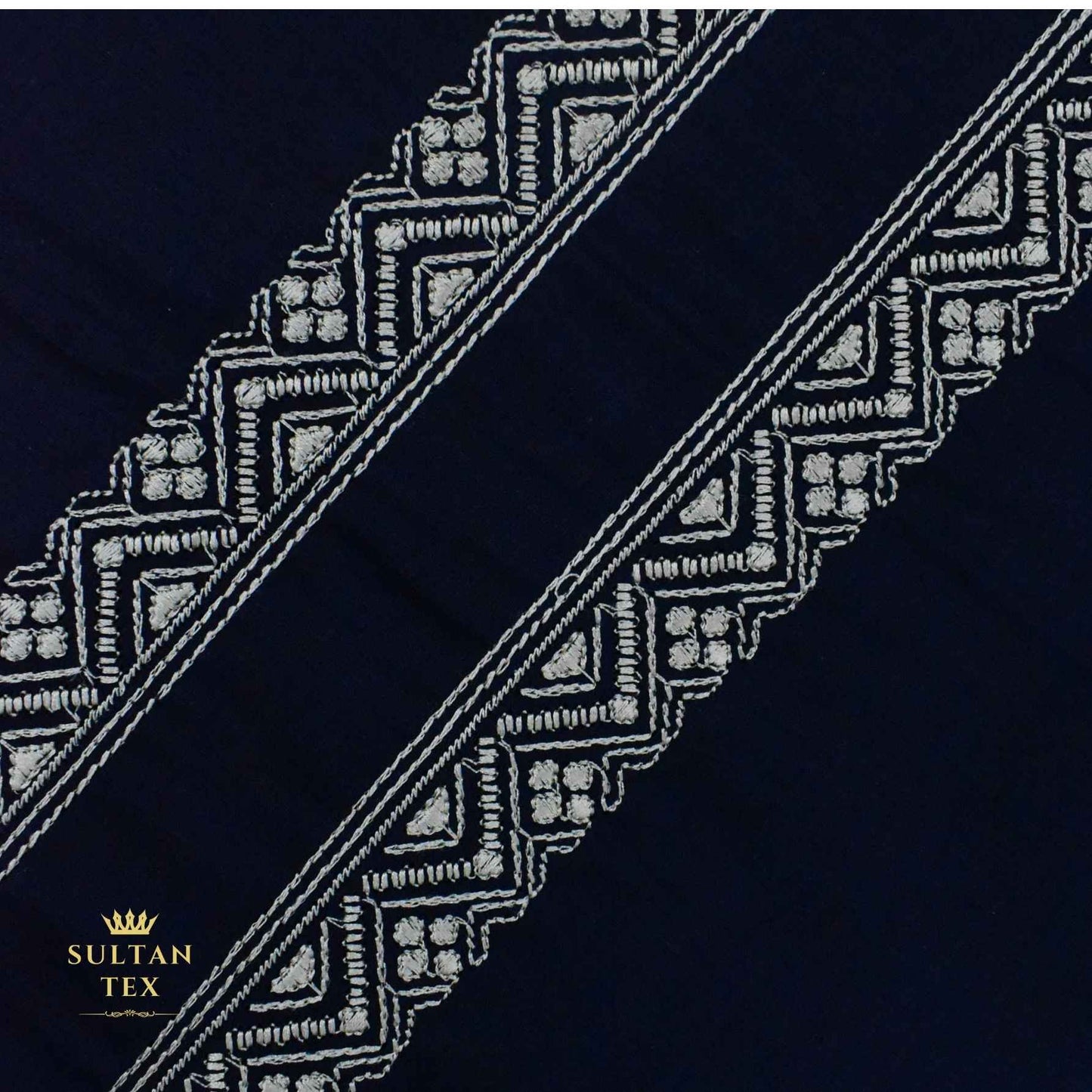 Deep Navy Blue Embroidered Kurta Pajama - SU-CC-058 - Unstitched